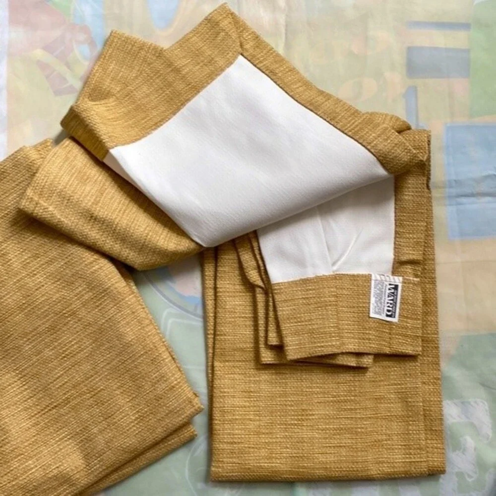 VTG Two (2) Montgomery Ward Permanent Press Drapery Panels Amber 24